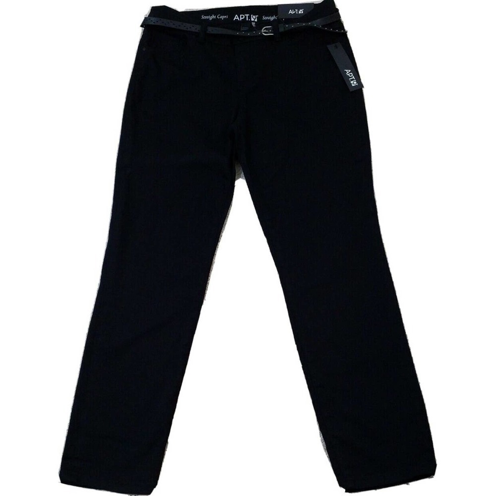 Apt. 9~Woman Size 12~Black Mid Rise Capri Pants Slim Through Hip & Thigh NWT$44